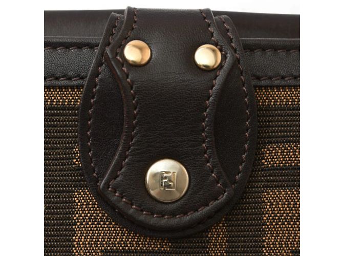 Zucca Portafoglio bi-fold Fendi in tela marrone - vista 7