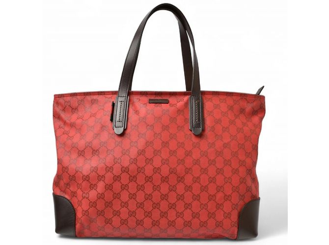 Gucci beschichtete Canvas-Tote-Tasche Rot Bordeaux - Ansicht 2