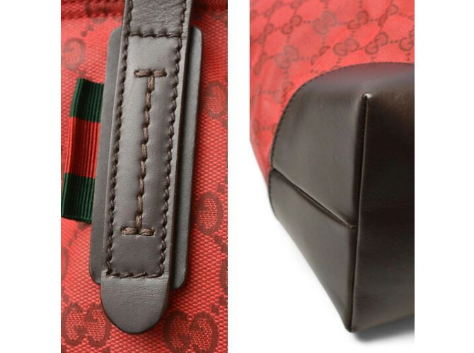Gucci beschichtete Canvas-Tote-Tasche Rot Bordeaux - Ansicht 4