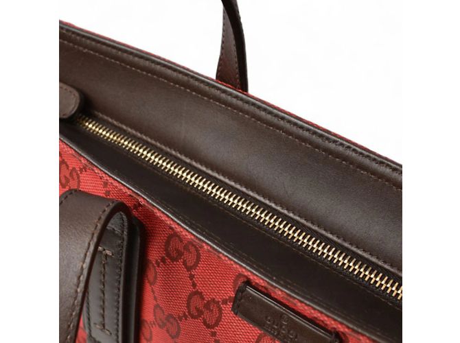 Gucci beschichtete Canvas-Tote-Tasche Rot Bordeaux - Ansicht 9