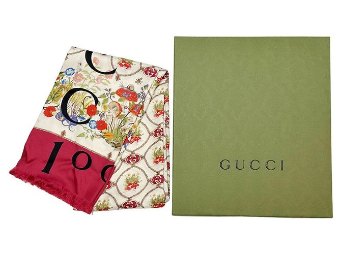 Sciarpa in seta Gucci in beige e rosso - vista 6