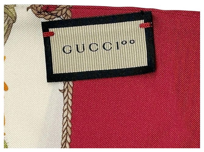 Sciarpa in seta Gucci in beige e rosso - vista 8