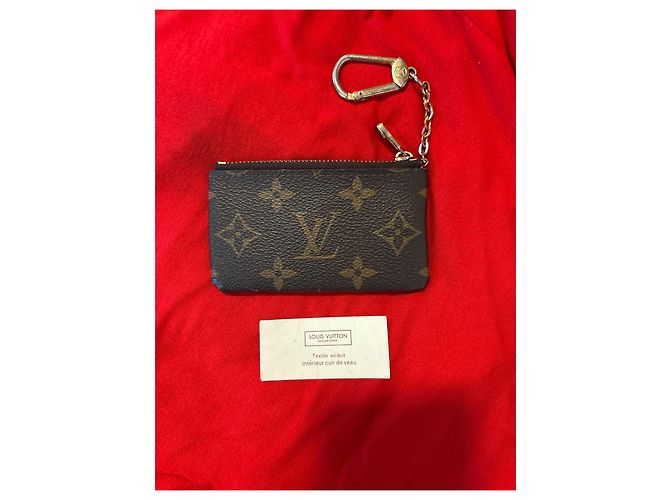 Louis Vuitton Porta-moedas e chaveiro de couro Bronze - vista 3