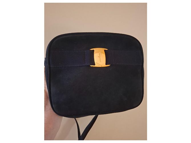 Borsa a spalla Salvatore Ferragamo Vara in pelle blu navy - vista 2