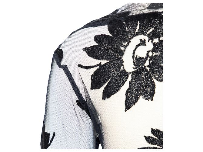 Romeo Gigli Schwarzes Transparentes Mesh Top mit Blumenmuster - Ansicht 4