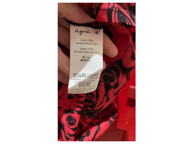 Saia Agnès b. de algodão preta e vermelha Tamanho 36 Preto Vermelho - vista 6