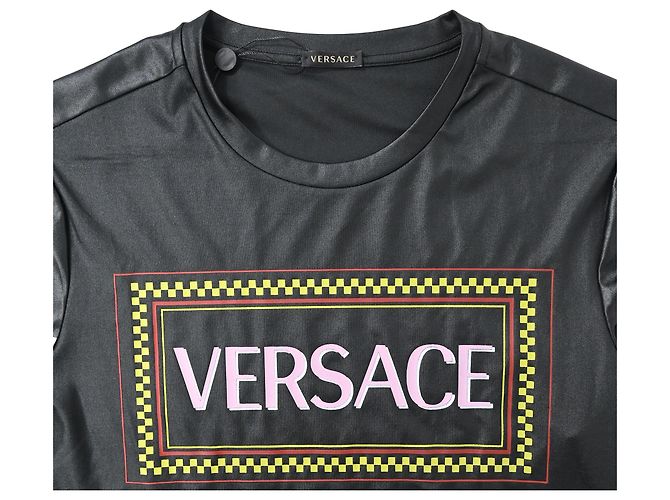 Camiseta de poliéster negro con estampado de logo Versace - vista 5