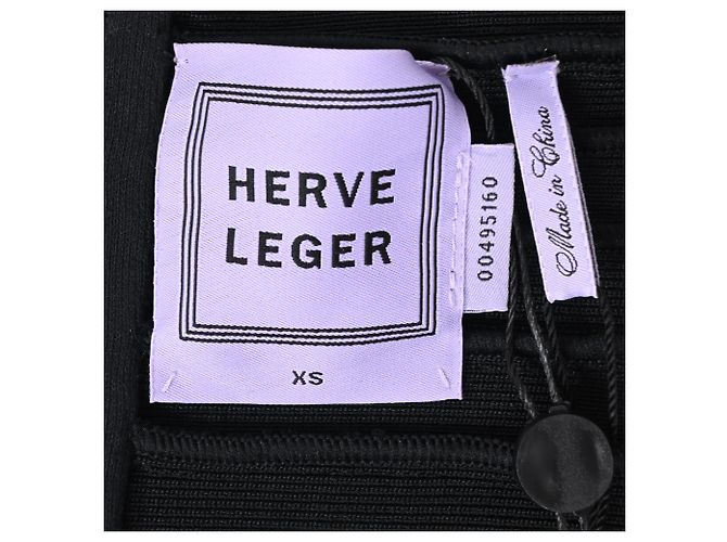 Vestido mini lápis sem alças com faixas Herve Leger em rayon preto - vista 4