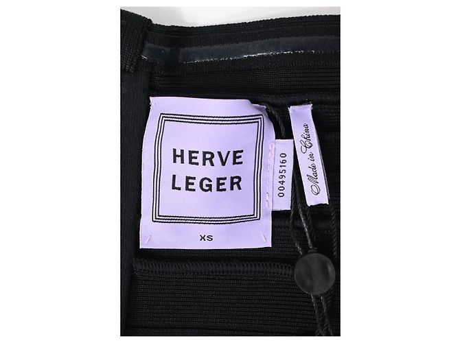 Vestido mini lápis sem alças com faixas Herve Leger em rayon preto - vista 8