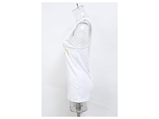 Camiseta sin mangas de algodón blanco con logo de Balmain impreso - vista 10