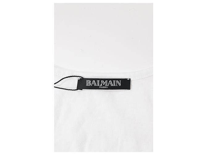Camiseta sin mangas de algodón blanco con logo de Balmain impreso - vista 12