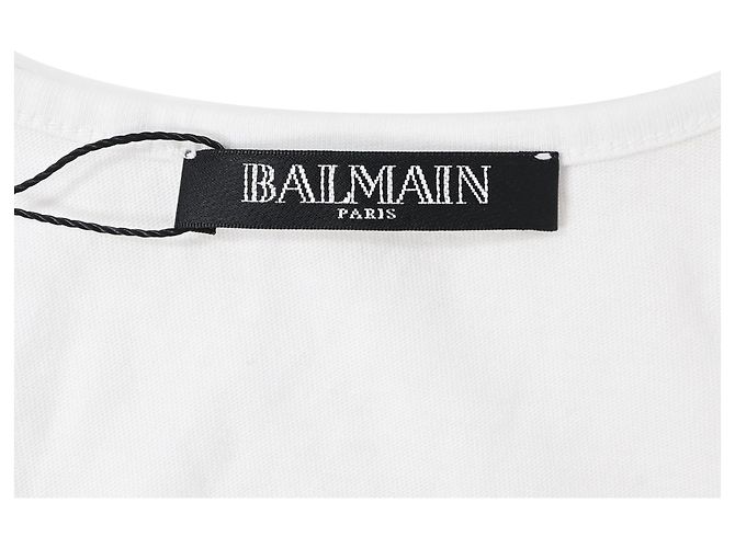 Camiseta sin mangas de algodón blanco con logo de Balmain impreso - vista 4