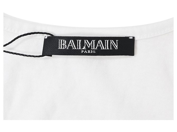 Camiseta sin mangas de algodón blanco con logo de Balmain impreso - vista 8