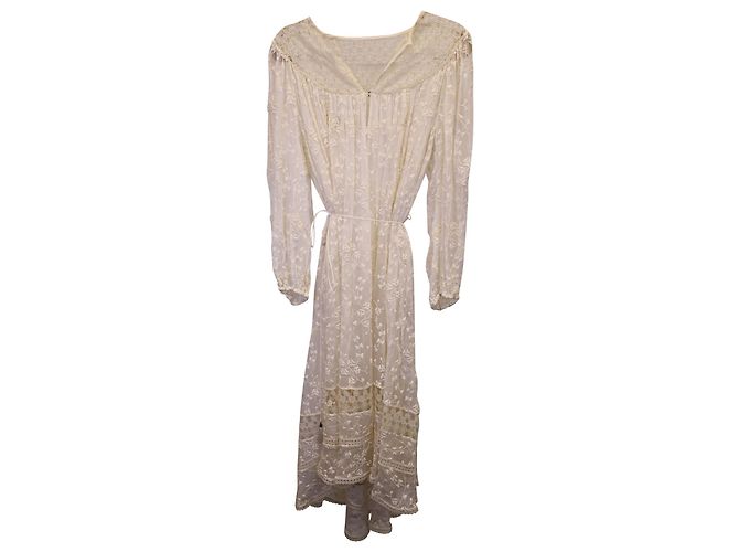 Zimmermann Spitzen-Maxikleid aus weißer Viskose Braun Beige - Ansicht 2