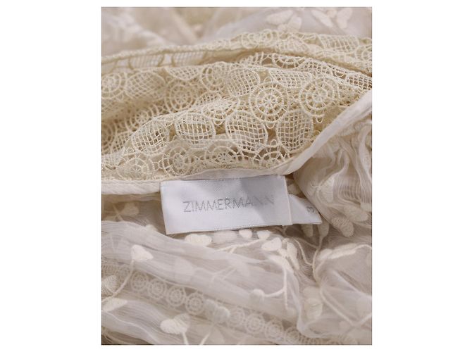 Zimmermann Spitzen-Maxikleid aus weißer Viskose Braun Beige - Ansicht 3