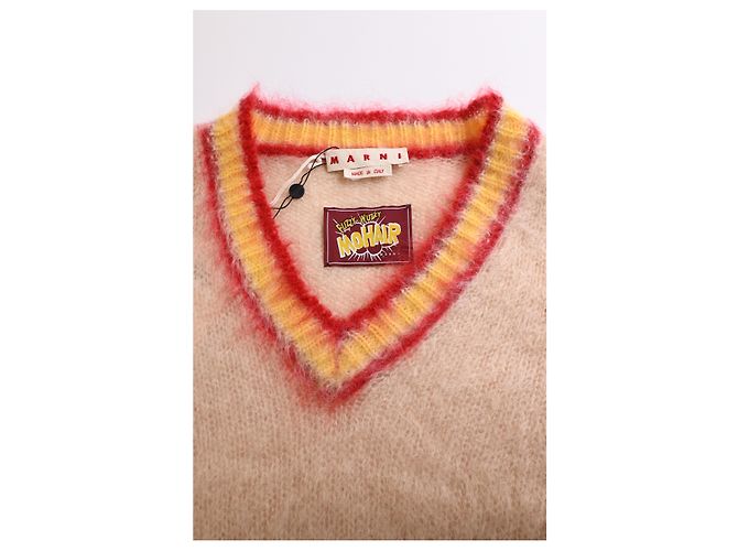 Suéter de gran tamaño con cuello en V en mohair multicolor Marni - vista 10