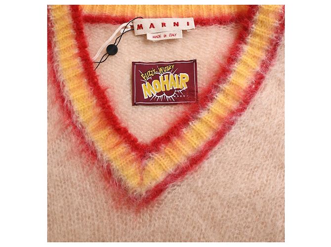 Suéter de gran tamaño con cuello en V en mohair multicolor Marni - vista 5