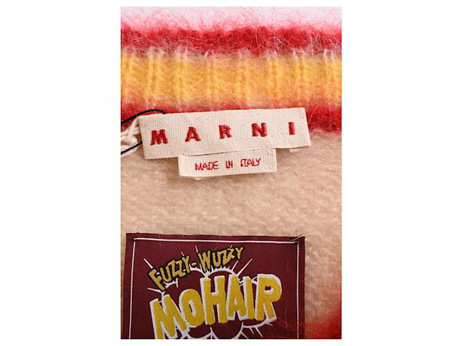 Suéter de gran tamaño con cuello en V en mohair multicolor Marni - vista 9