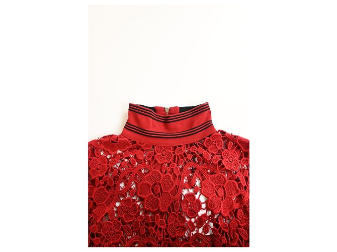 Blusa de encaje Salvatore Ferragamo en algodón rojo Roja - vista 10
