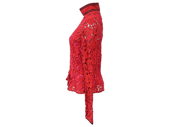 Blusa de encaje Salvatore Ferragamo en algodón rojo Roja - vista 2