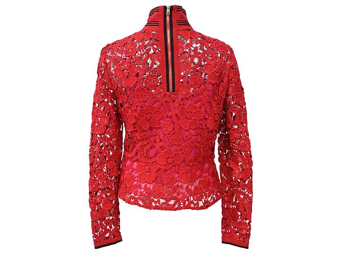 Blusa de encaje Salvatore Ferragamo en algodón rojo Roja - vista 3