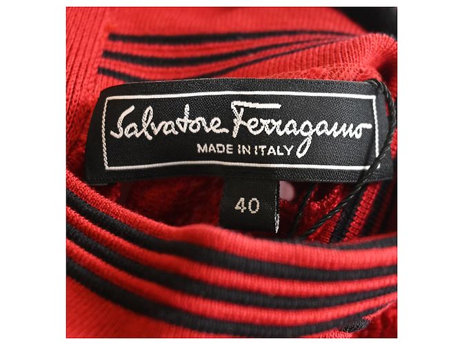 Blusa de encaje Salvatore Ferragamo en algodón rojo Roja - vista 4
