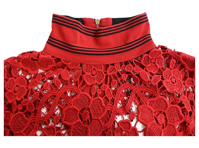 Blusa de encaje Salvatore Ferragamo en algodón rojo Roja - vista 5