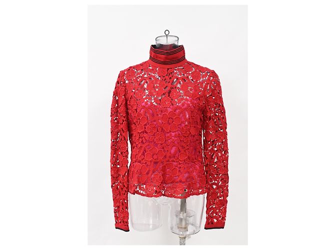 Blusa de encaje Salvatore Ferragamo en algodón rojo Roja - vista 6