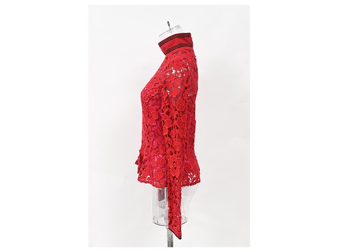 Blusa de encaje Salvatore Ferragamo en algodón rojo Roja - vista 7