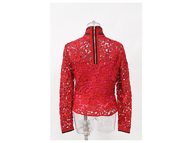 Blusa de encaje Salvatore Ferragamo en algodón rojo Roja - vista 8