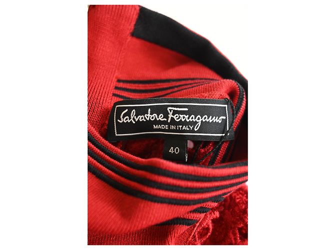 Blusa de encaje Salvatore Ferragamo en algodón rojo Roja - vista 9