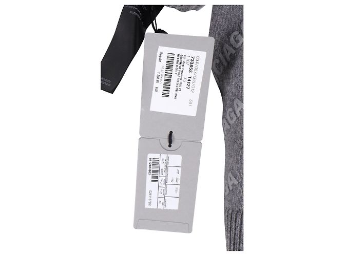 Grau Wollpullover mit Balenciaga-Logo über die gesamte Fläche - Ansicht 6