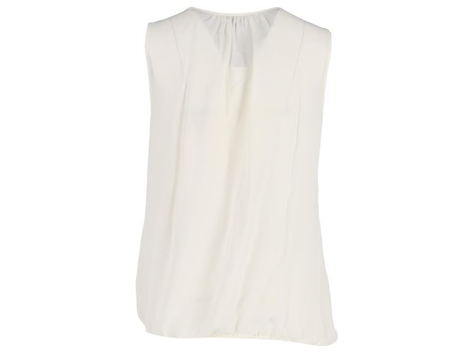 Blusa sin mangas Theory en seda marfil Blanco Crudo - vista 3