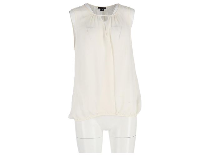 Blusa sin mangas Theory en seda marfil Blanco Crudo - vista 4