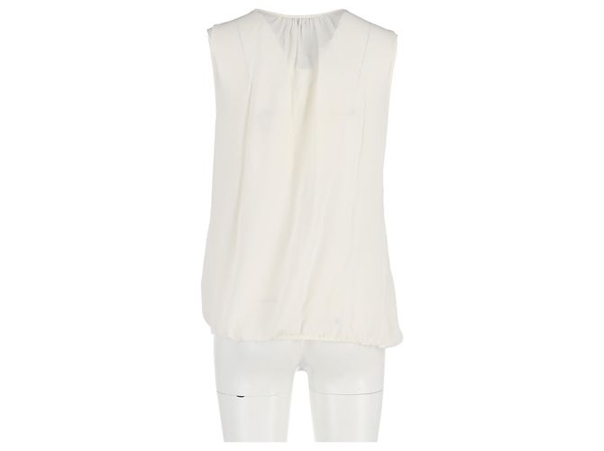 Blusa sin mangas Theory en seda marfil Blanco Crudo - vista 6