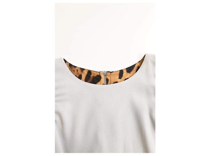 Vestido midi com estampa animal da Dolce & Gabbana em acetato prateado forrado Branco - vista 10