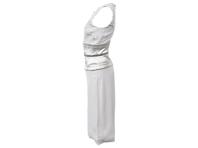 Vestido midi com estampa animal da Dolce & Gabbana em acetato prateado forrado Branco - vista 2