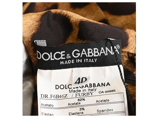 Vestido midi com estampa animal da Dolce & Gabbana em acetato prateado forrado Branco - vista 4