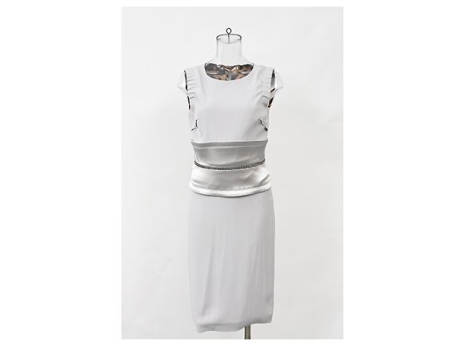 Vestido midi com estampa animal da Dolce & Gabbana em acetato prateado forrado Branco - vista 6
