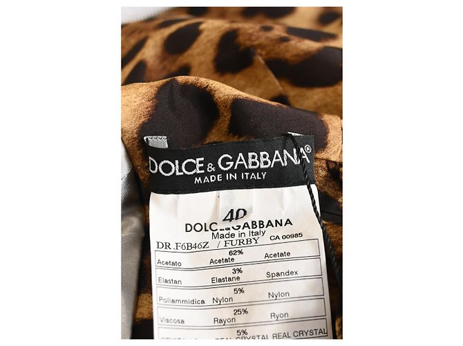 Vestido midi com estampa animal da Dolce & Gabbana em acetato prateado forrado Branco - vista 9
