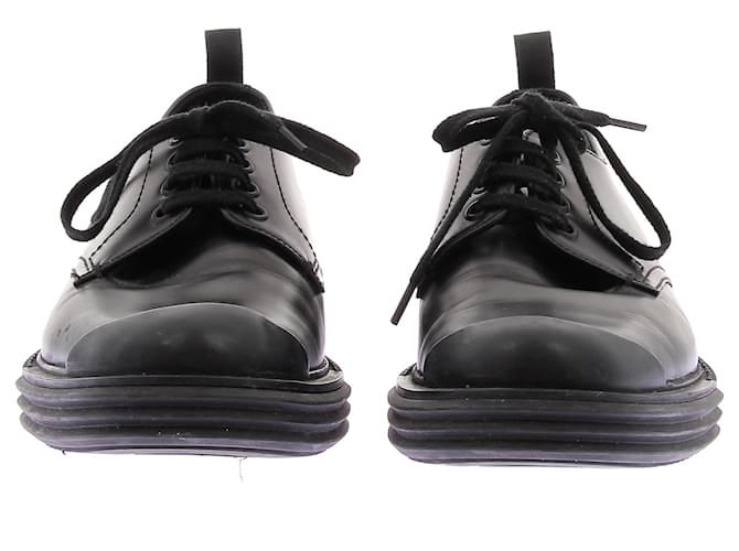 Derby Prada in pelle nera Nero - vista 4