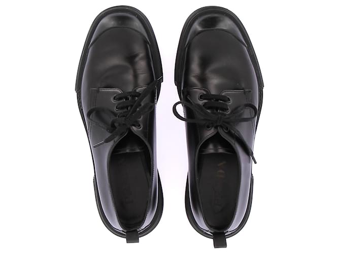 Derby Prada in pelle nera Nero - vista 6