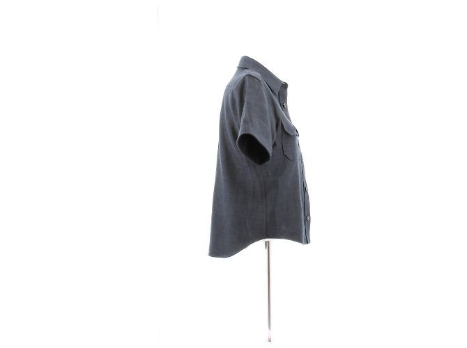Camisa Loro Piana de lã cinza com mangas curtas - vista 3