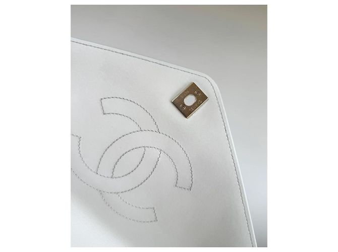 Bolso Chanel Coco Chevron Mediano Blanco Blanco roto - vista 11