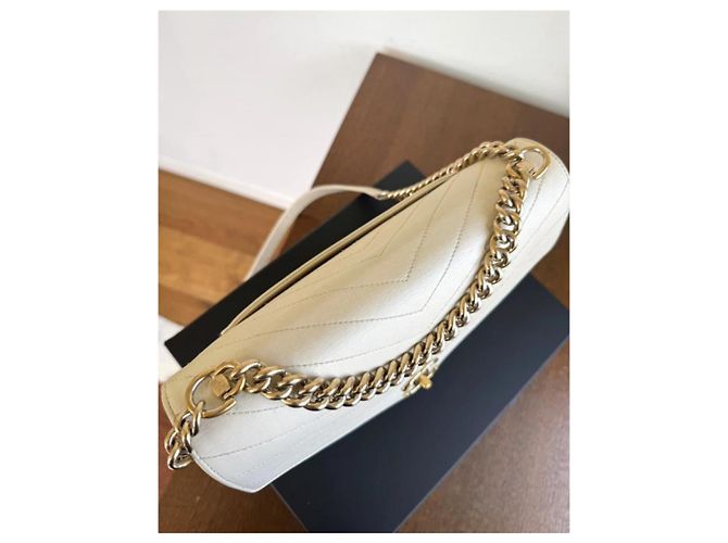 Bolso Chanel Coco Chevron Mediano Blanco Blanco roto - vista 6