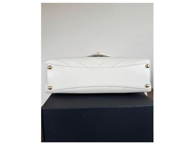Bolso Chanel Coco Chevron Mediano Blanco Blanco roto - vista 7