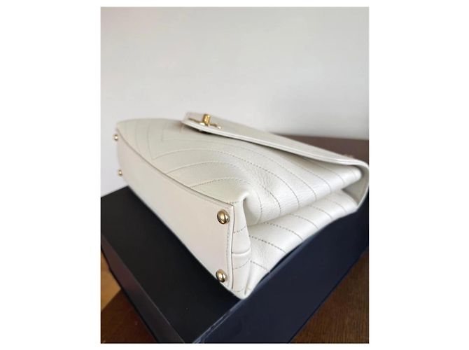 Bolso Chanel Coco Chevron Mediano Blanco Blanco roto - vista 9
