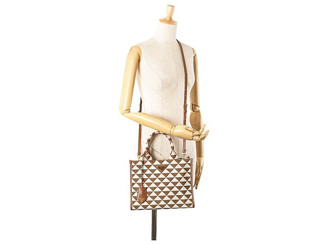 Prada Brown Small Canvas Symbole Triangolo Satchel - view 11