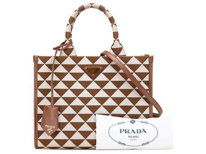 Prada Brown Small Canvas Symbole Triangolo Satchel - view 12
