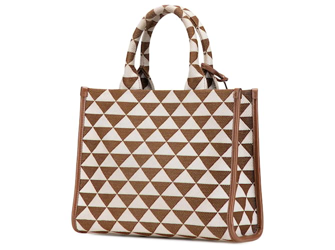 Prada Brown Small Canvas Symbole Triangolo Satchel - view 2